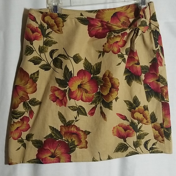 Hawaii print Inspired, linen/cotton wrap skirt - Picture 1 of 3